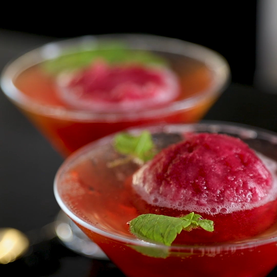 Pomegranate Sorbet Champagne Floats