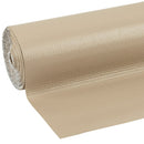 A tightly rolled coil of solid, warm beige self-adhesive contact paper, unfurling to reveal a subtle, uniform textured surface.