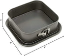 9-inch square non-stick springform pan with secure latch and black finish, shown on a white background.