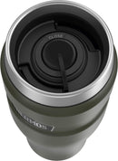 Top view of tumbler revealing black push-button lid design