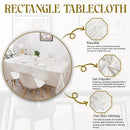 A luxurious-looking polyester tablecloth designed to protect and decorate rectangular tables, featuring a stylish marble print.