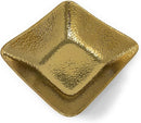 Gold hammered titanium-plated square porcelain bowl with elegant texture, shown on a white background.