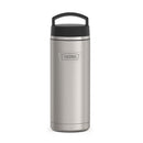 Matte stainless steel Thermos ICON Series water bottle with black handle lid