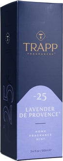 Trapp No. 25 Lavender de Provence fragrance mist packaging, featuring a sleek navy blue and lavender design with gold accents.