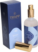 Trapp No. 20 Water 3.4 oz. Fragrance Mist in a frosted glass bottle with a gold spray nozzle and matching gold cap.