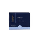 Front view of the Trapp No. 20 Water Small Poured Candle packaging, featuring a navy blue design with soft blue accents and elegant gold lettering.