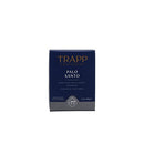 Front view of the Trapp No. 77 Palo Santo Votive Candle packaging, featuring a navy blue design with gray accents and elegant gold lettering.