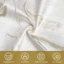 A luxurious-looking polyester tablecloth designed to protect and decorate rectangular tables, featuring a stylish marble print.