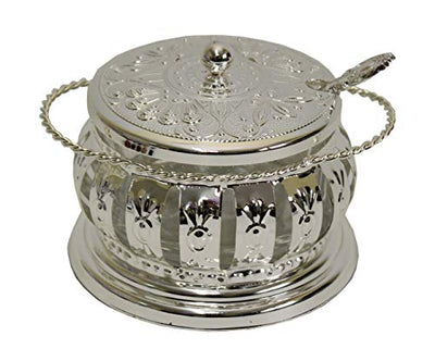 Majestic Giftware Decorative Silver-Plated Glass Honey & Candy Dish, 3
