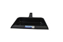 Black plastic dustpan front view.