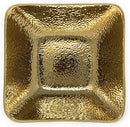 Gold hammered titanium-plated square porcelain bowl with elegant texture, shown on a white background.