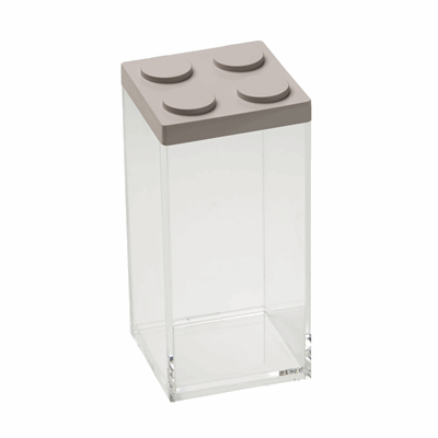 Brickstore, Grey Lego Acrylic Food Storage Container, 50 Oz 4'' X 8.07 ''h