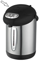 Black replacement lid for an electric hot water pot.