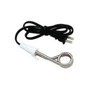 Instant immersion heater in nickel-plated brass, designed for portable use, displayed on a white background.