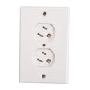 A Safety 1st Swivel Outlet Cover, designed for duplex wall outlets, is shown against a plain white background. The cover is white, rectangular with rounded edges, and features two rotating child-resistant covers over the electrical sockets. The "Safety 1st" logo is visible on the top part of the cover.