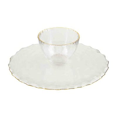 Gold Trim Glass Chip & Dip Set