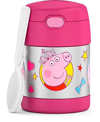 THERMOS FUNTAINER 10 Ounce Stainless Steel Vacuum Insulated Kids Food Jar with Spoon, Peppa Pig
