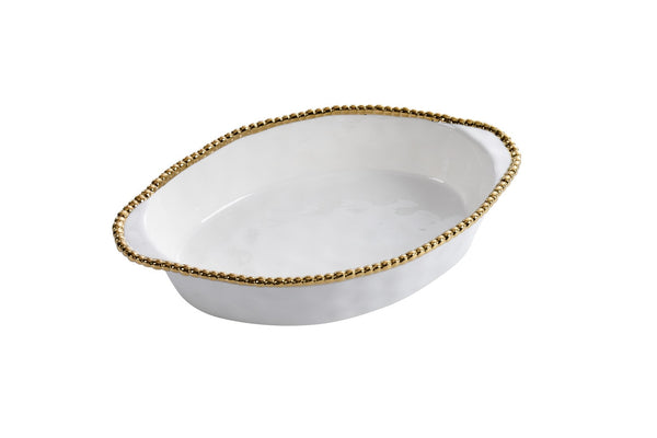 Oval Baking Dish White Gold