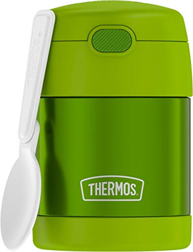 THERMOS FUNTAINER 10 Ounce Stainless Steel Vacuum Insulated Kids Food Jar with Folding Spoon, Lime