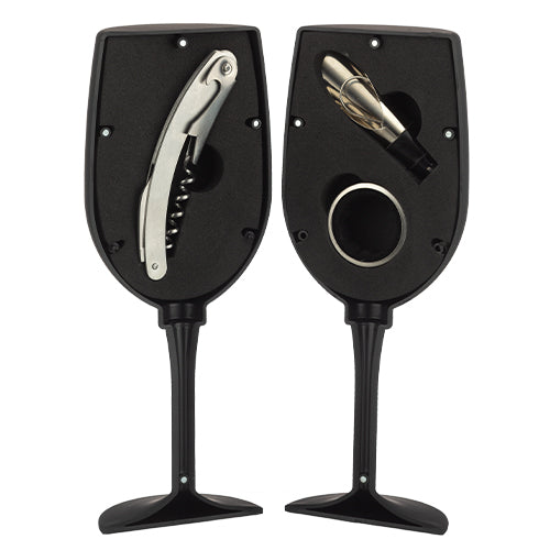 Set of Wine Accessories in a Wine Glass Shaped Box