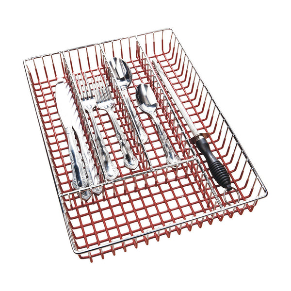 Wire Cutlery Holder Chrome/Red