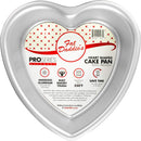 Fat Daddio's 6 x 3 inch heart-shaped anodized aluminum cake pan with a smooth solid base, displayed on a white background.