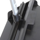 Black 12 inch lobby dustpan with silver long handle for easy upright cleaning