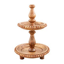 Mud Pie Mini Beaded Tiered Server, 12" x 8" dia, Brown