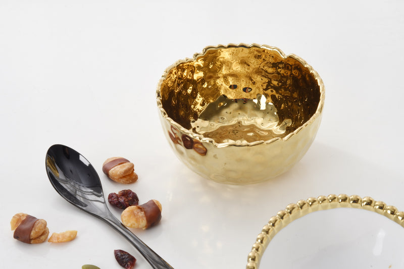 Small Ceramic Snack Bowl Gold
