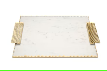 Marble Challah Tray White/Gold