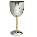 Silver hammered goblet with a gold textured stem.