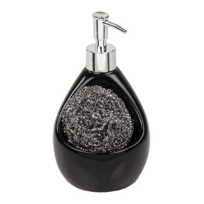 Jumbo Ceramic Soap Dispenser With Scrubber Holder
