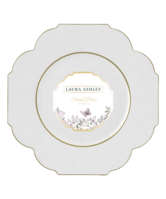 Laura Ashley Home - White & Gold-Trim Quatrefoil Salad Plate - Set of 10