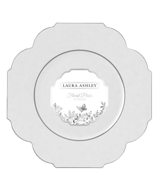 Laura Ashley Home - White & Silver-Trim Quatrefoil Salad Plate - Set of 10