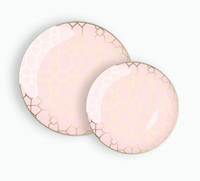 10.5” Blush Dinner Plates | Gold Pattern