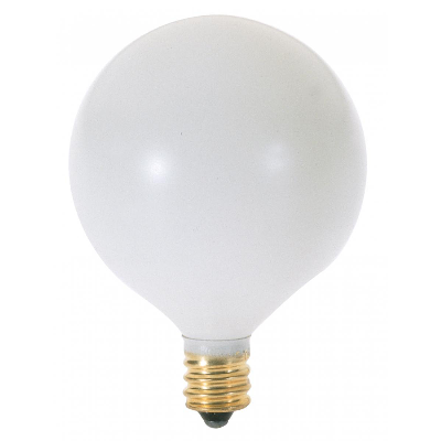 Mini Globe Bulb 60W Satin White Incandescent Candelabra Base