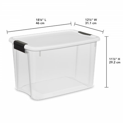 Sterilite 30 Qt. Ultra-Latch Storage Box with White Lid and Clear