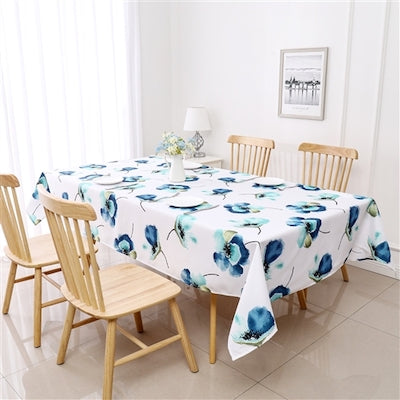 Blue Floral Poly Tablecloth 60" X 90"