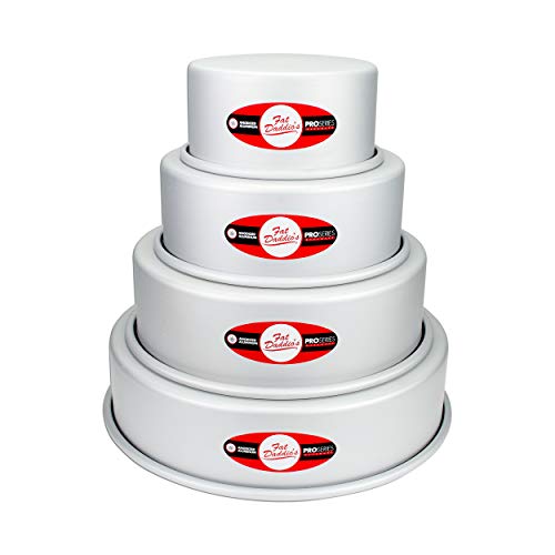 Fat Daddio's Anodized Aluminum 4-Tiered Even Round Cake Pan Set, 3 Inch Depth