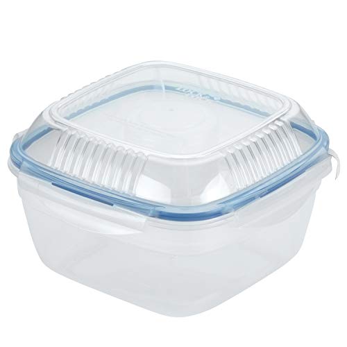 LocknLock Easy Essentials Food Storage Salad Bowl Container with Tray, 54-Ounce - Clear