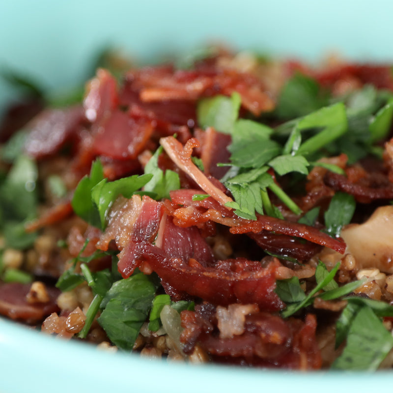 Buckwheat Kasha with Mushrooms and Facon