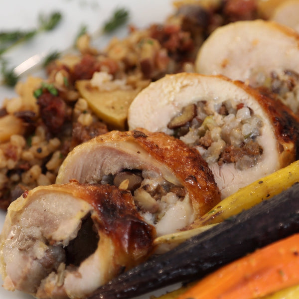 Roasted Capons with Wild Rice and Chestnut Stuffing