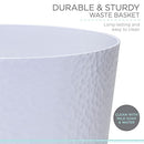 Bath Bliss Hammered Design Waste Bin | 1 Pack | Round Open Top | 10 Liter | Bathroom Trash Can | Kitchen | Office | Bedroom | Textured Plastic | Wastebasket | White