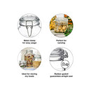 Two empty, clear glass Fido jars, each with a glass lid and a metal wire clamp closure for an airtight seal.