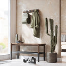 Umbra Flip 5 Wall Mounted Floating Rack – Modern, Sleek, Space-Saving Hanger with Retractable Hooks to Hang Coats, Scarves, Purses, Walnut/Black