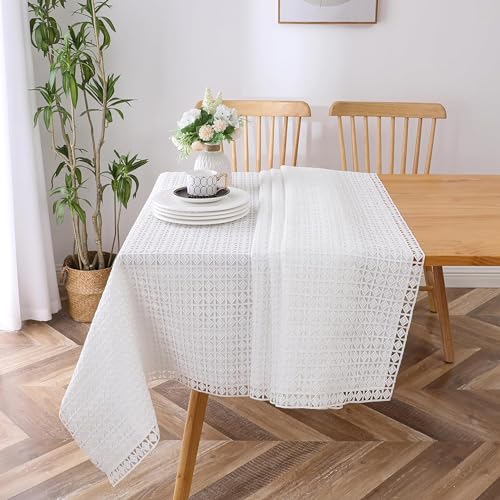 Majestic Giftware Polyester Tablecloths for Rectangle Tables - White Lace | (60/90) Diamond Filagree