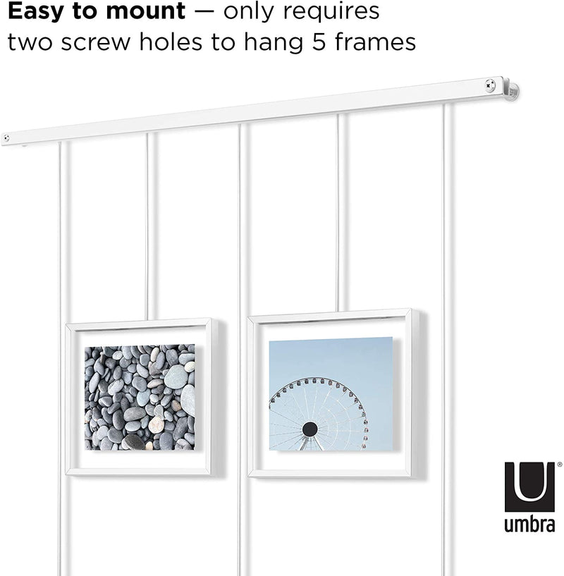 Umbra Exhibit Picture Frame Gallery Set Adjustable Collage Display for 5 Photos, Prints, Artwork & More (Holds Two 4 x 6 inch and Three 5 x 7 inch Images), 5 Opening, White