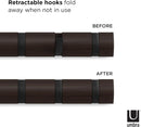 Umbra Flip 5 Wall Mounted Floating Rack – Modern, Sleek, Space-Saving Hanger with Retractable Hooks to Hang Coats, Scarves, Purses, Walnut/Black