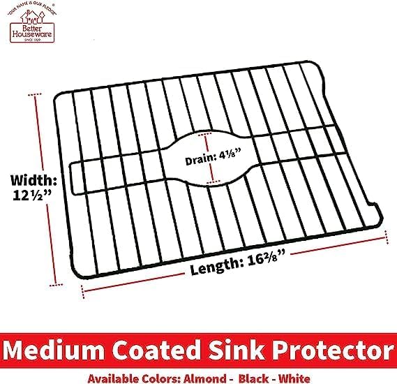 Better Houseware 1486/E Medium Sink Protector Grid, Black (2 Pack)