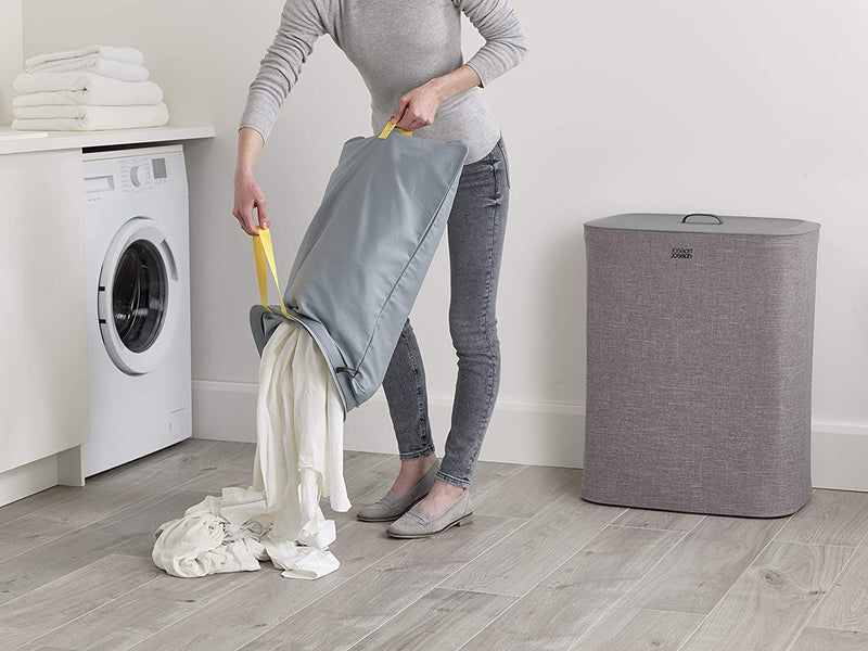 Joseph Joseph Total 90-litre Laundry Hamper Separation Basket with Lid - Grey